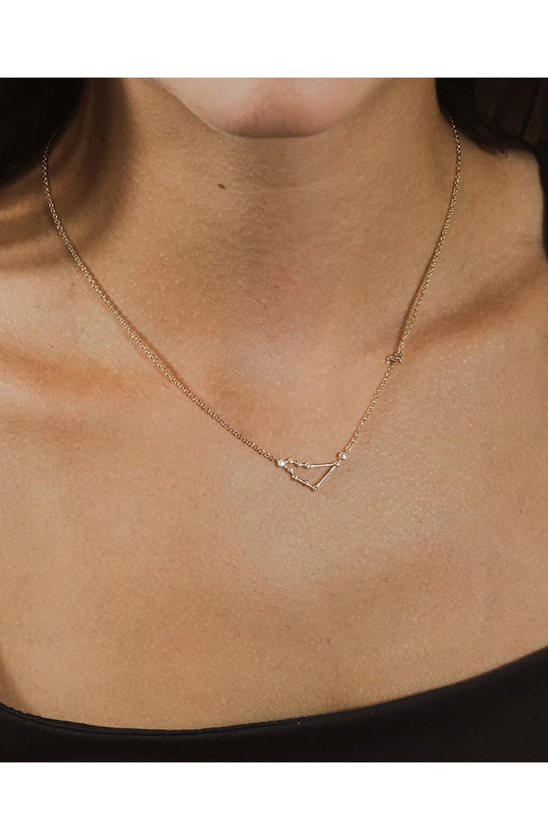 Sterling Forever 14K Gold Plated Station Constellation Pendant Necklace, Alternate, color, Silver - Capricorn