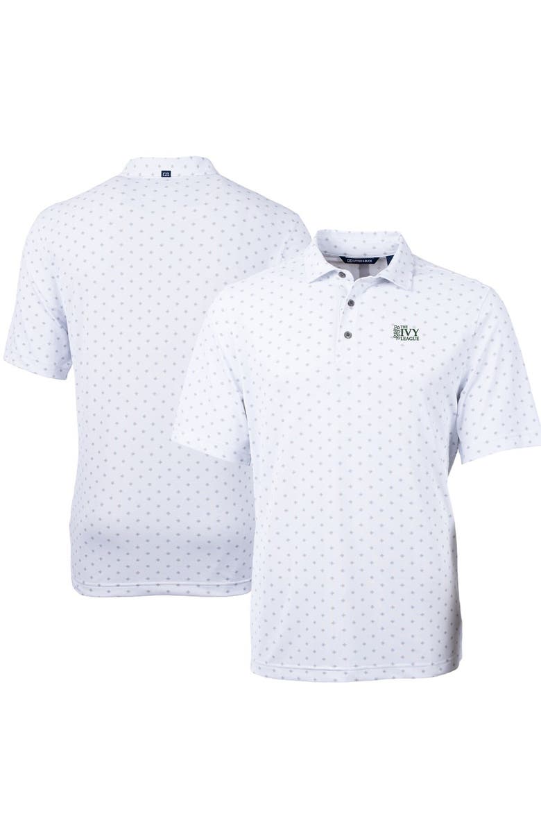 Cutter & Buck Men's Cutter & Buck White Ivy League DryTec Virtue Eco Pique Tile Print Recycled Polo, Main, color,