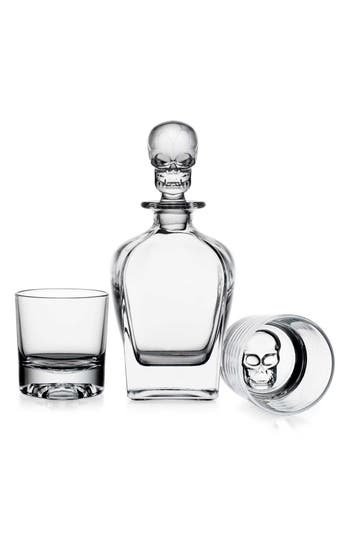 Godinger 3-piece Skull Decanter Set In Transparent