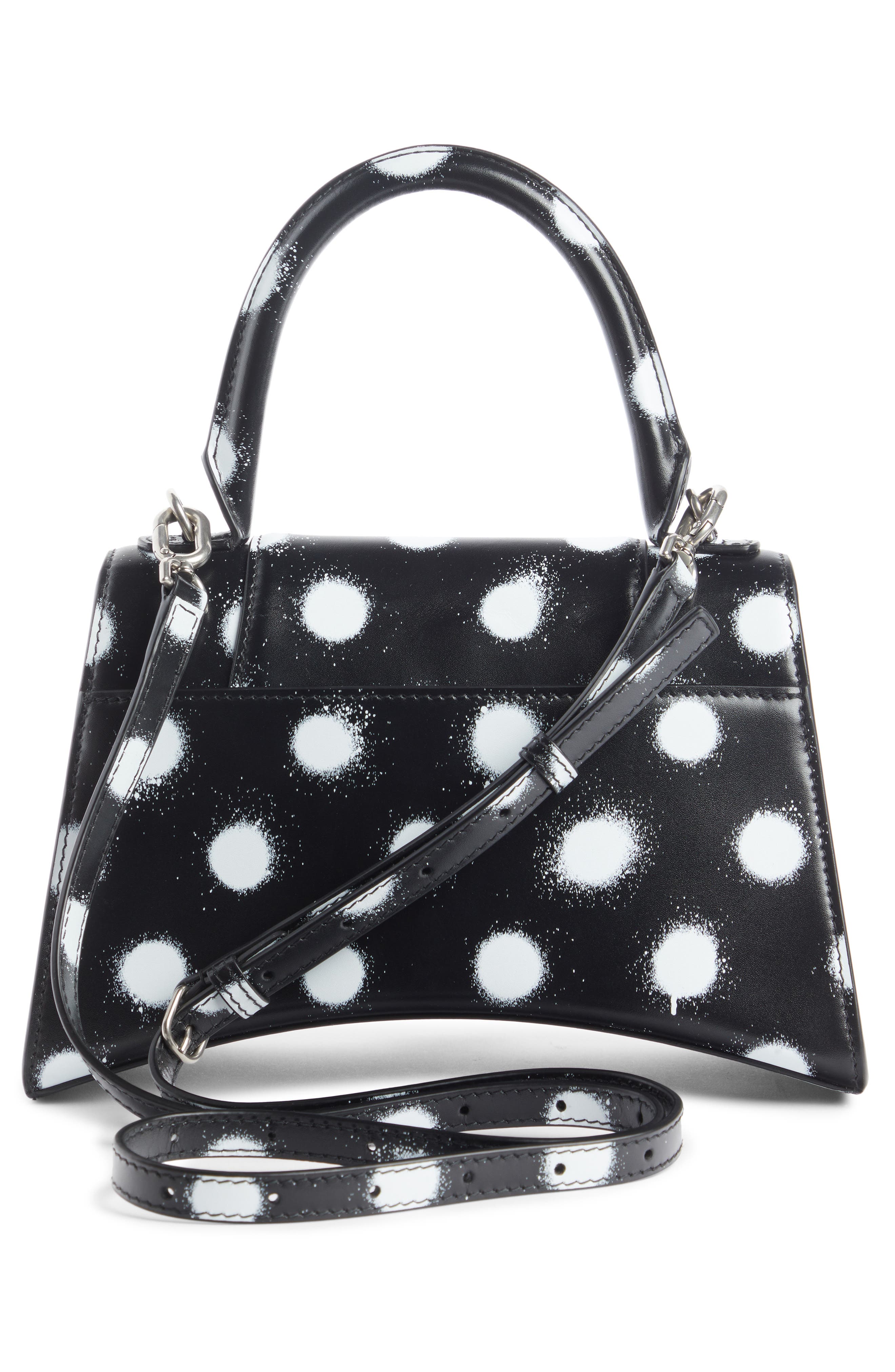 Balenciaga Small Hourglass Polka Dot Leather Top Handle Bag, Alternate, color, 