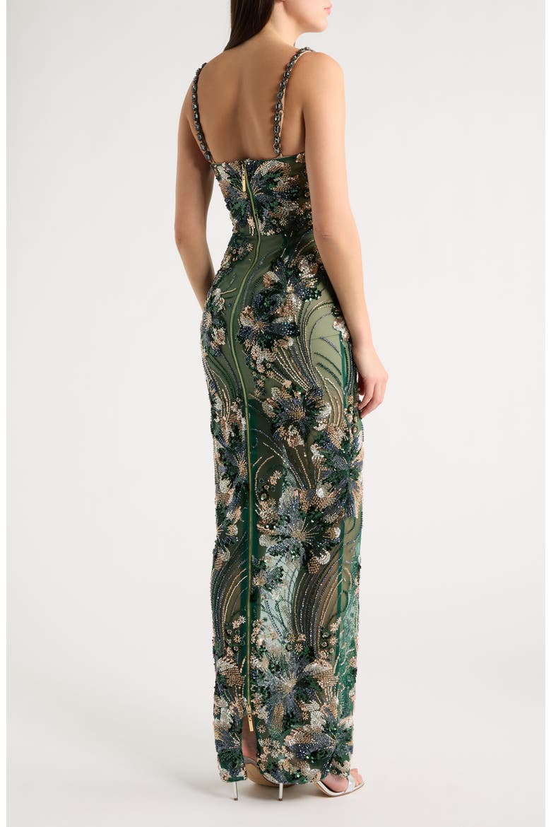 Embellished Column Gown, Alternate, color, GREEN MULTI