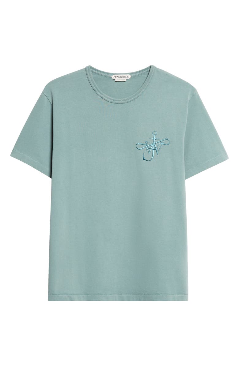 JW Anderson Ribbon Anchor Embroidered Logo T-Shirt, Main, color, Washed Teal