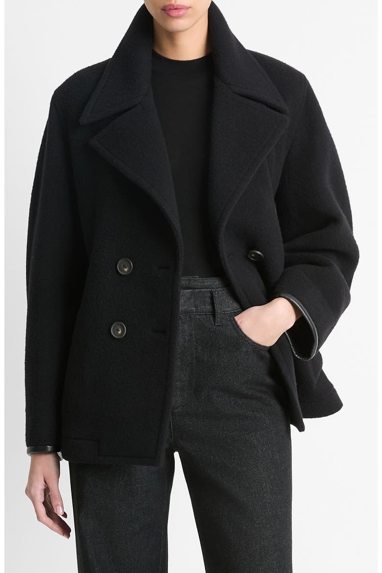 Lofty Wool Blend Belted Jacket, Main, color, BLACK