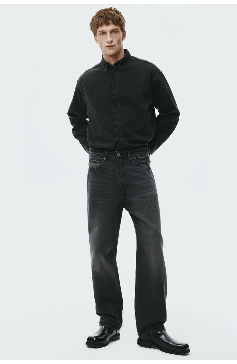 H&M Houston loose jeans, Alternate, color, Washed Black