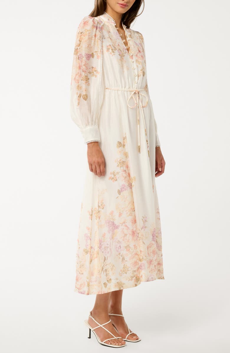 Ever New Placed Floral Long Sleeve Midi Dress, Alternate, color,