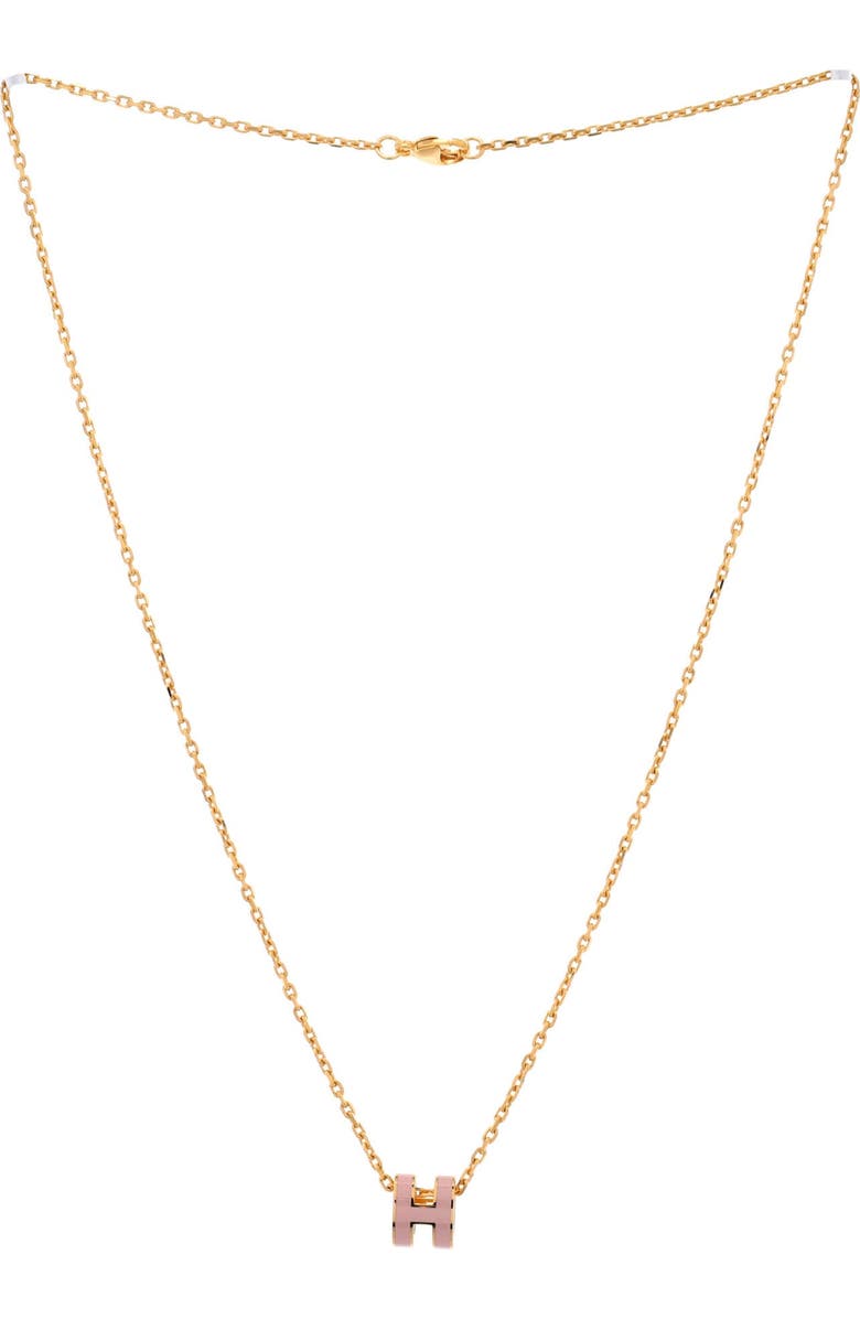 Pre-Owned Hermes Pop H Pendant Chain Necklace Metal and Enamel Mini, Alternate, color, Pink
