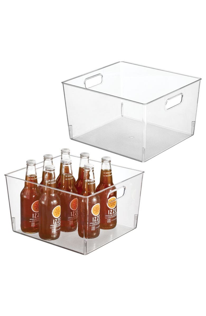 mDesign Plastic Kitchen Pantry Storage Organizer Container Bin - 2 Pack, USA Made, Main, color, Clear
