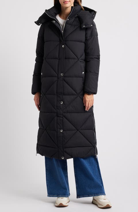 Quilted Puffer Coat with Removable Hood