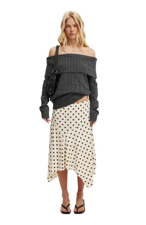 Cotton On Fluffy Cable Off Shoulder Knit In Gray