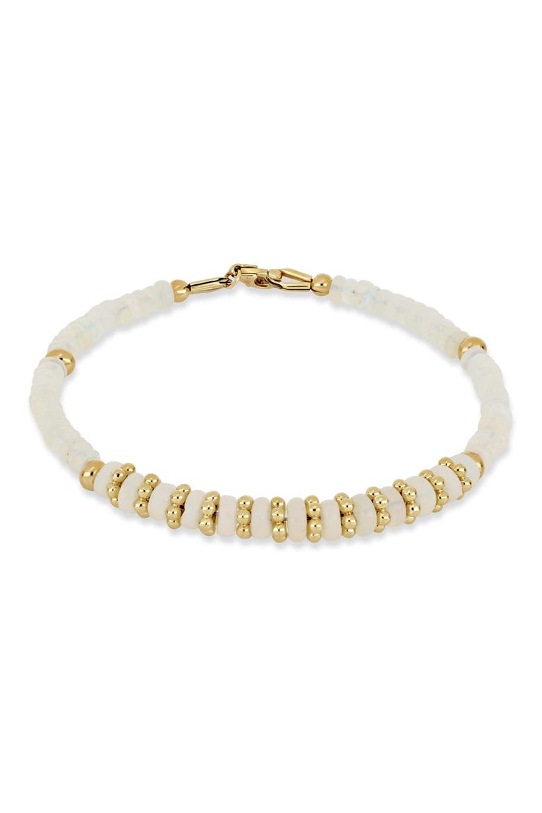 14K Gold Iris White Opal Beaded Bracelet, Main, color, 14KY 51OPRD11.65