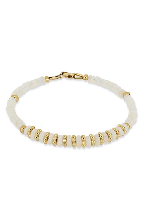 14K Gold Iris White Opal Beaded Bracelet (Online Trunk Show)