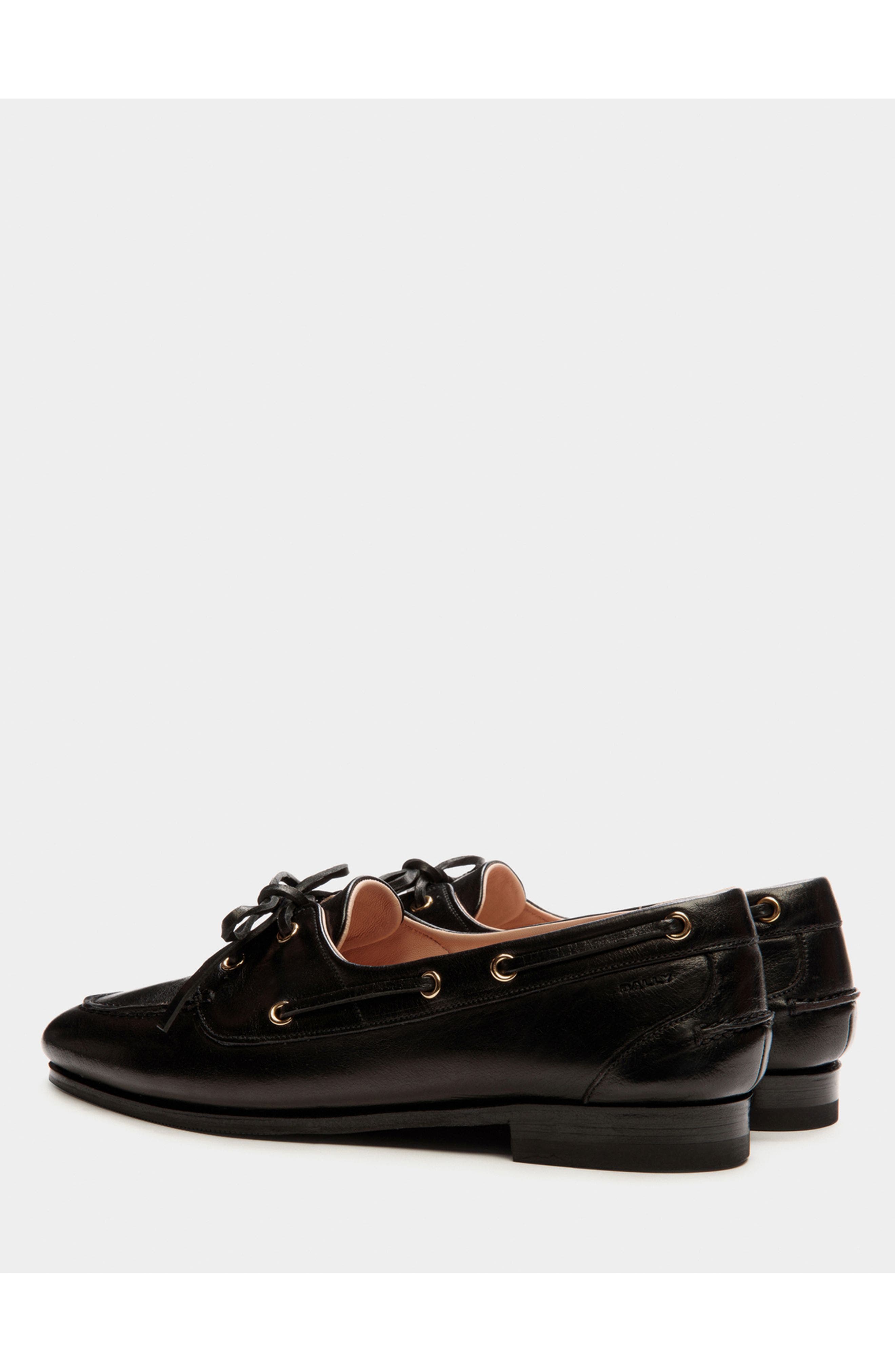 Bally Plume Moccasin in Dark Leather, Alternate, color, Black