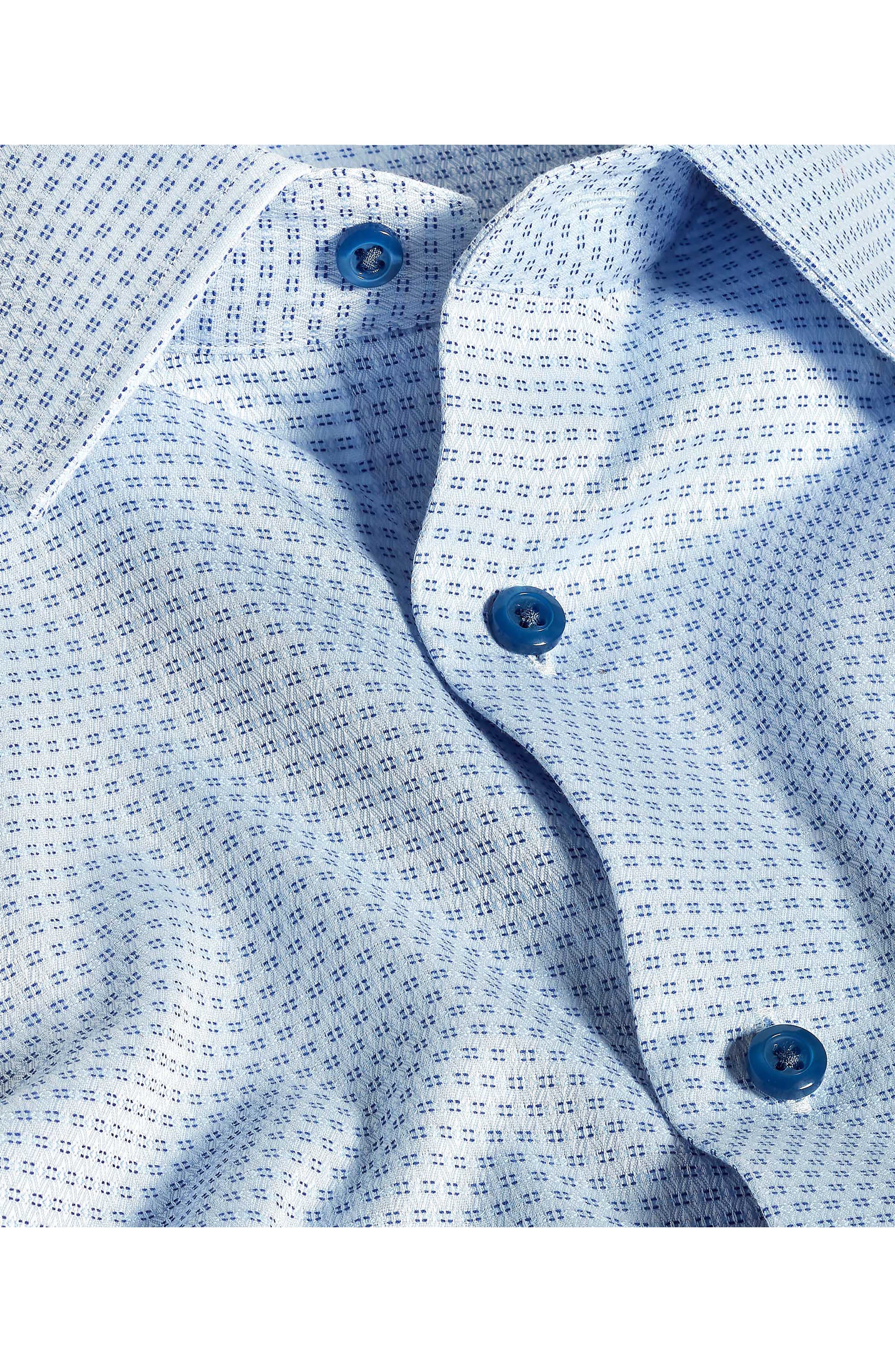 Trim Fit Light Green Micropattern Cotton Dobby Dress Shirt - image 2