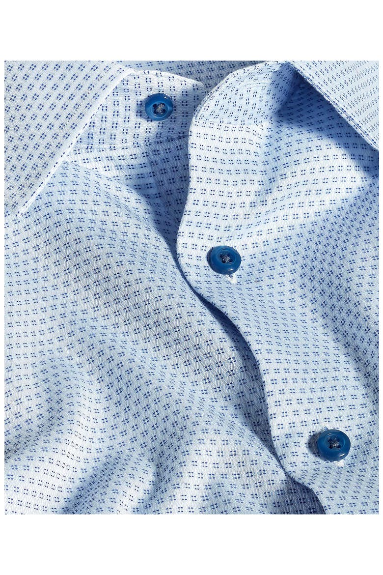 Trim Fit Light Green Micropattern Cotton Dobby Dress Shirt, Alternate, color, SKY/ NAVY