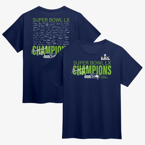 Men's Fanatics College Navy Seattle Seahawks Super Bowl LX Champions Autograph Signing Roster T-Shirt