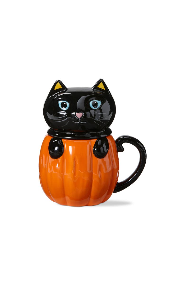 tag Hello Pumpkin Cute Kitty Lidded Mug for Halloween Drinkware, Main, color, Multicolored