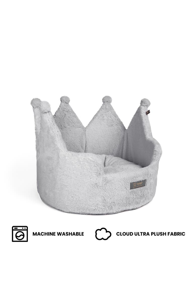 Nandog Pet Gear Crown Dog  Bed for Cats & Dogs, Alternate, color, Pearl River Gray