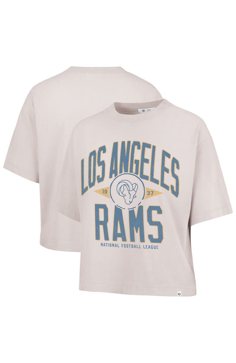 '47 Women's '47 Natural Los Angeles Rams Cropped Windthrow Ravine T-Shirt, Main, color,