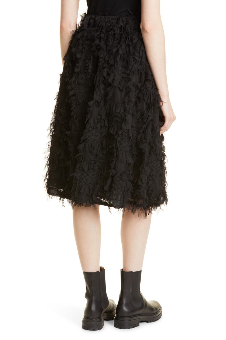 Sirella Mesh Fringe Skirt, Alternate, color, BLACK