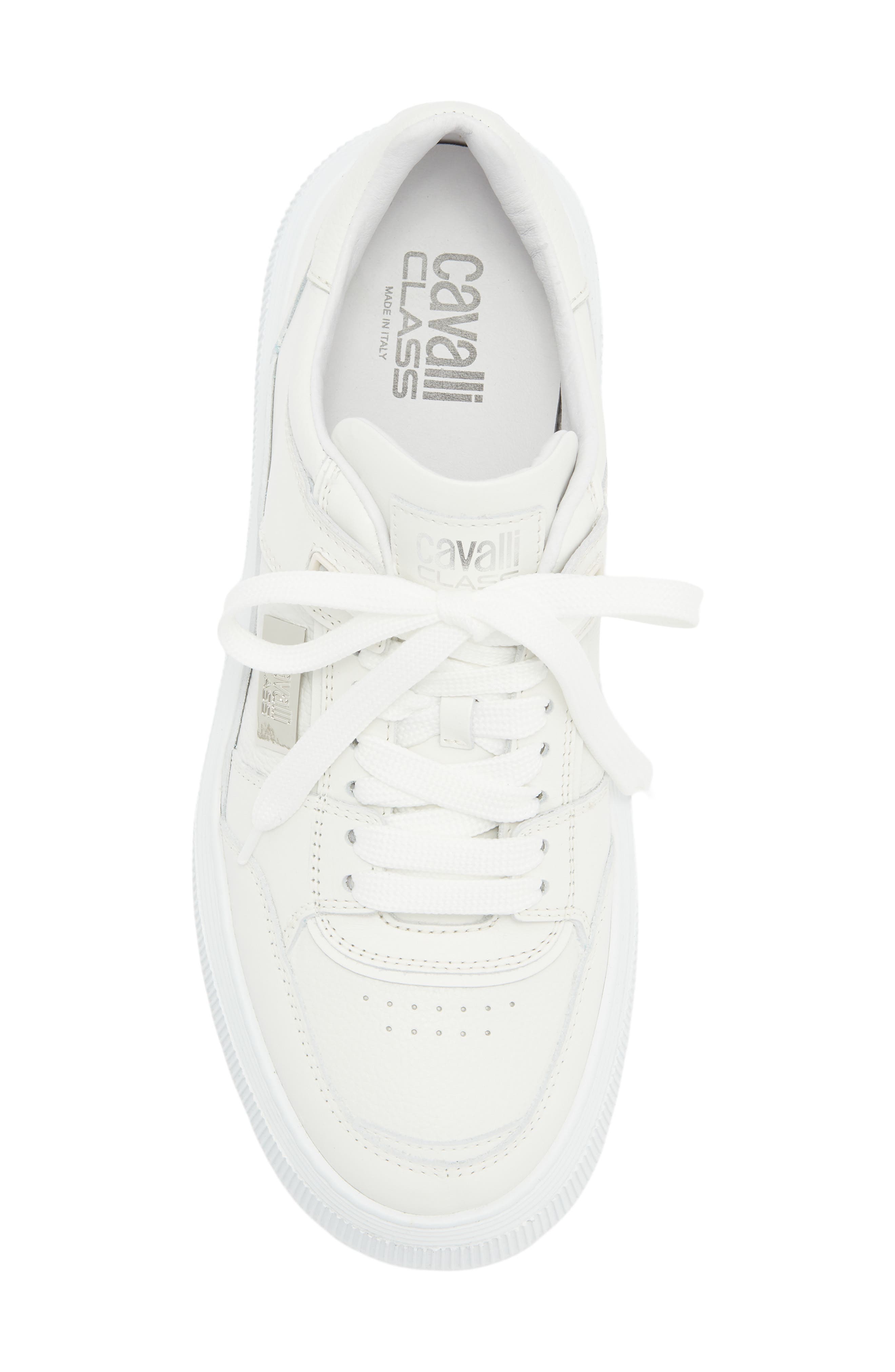 Roberto Cavalli Tonal Leather Sneaker, Alternate, color, White