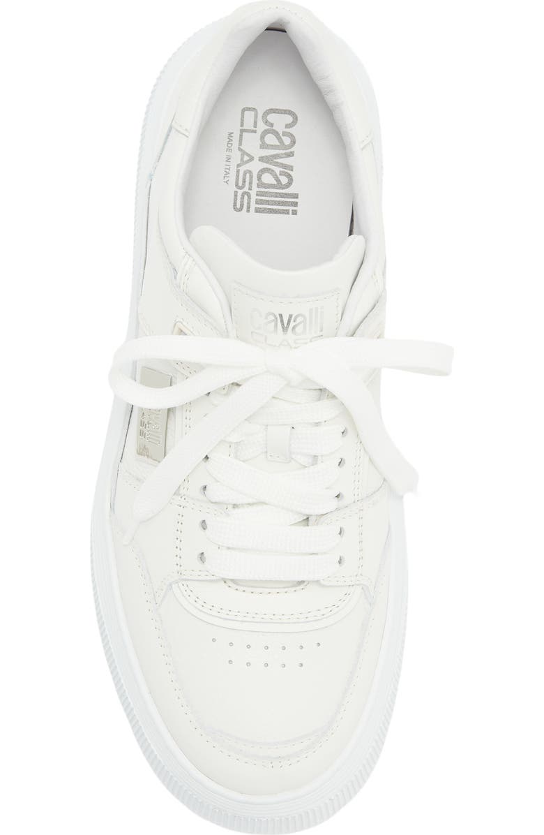 Roberto Cavalli Tonal Leather Sneaker, Alternate, color, White