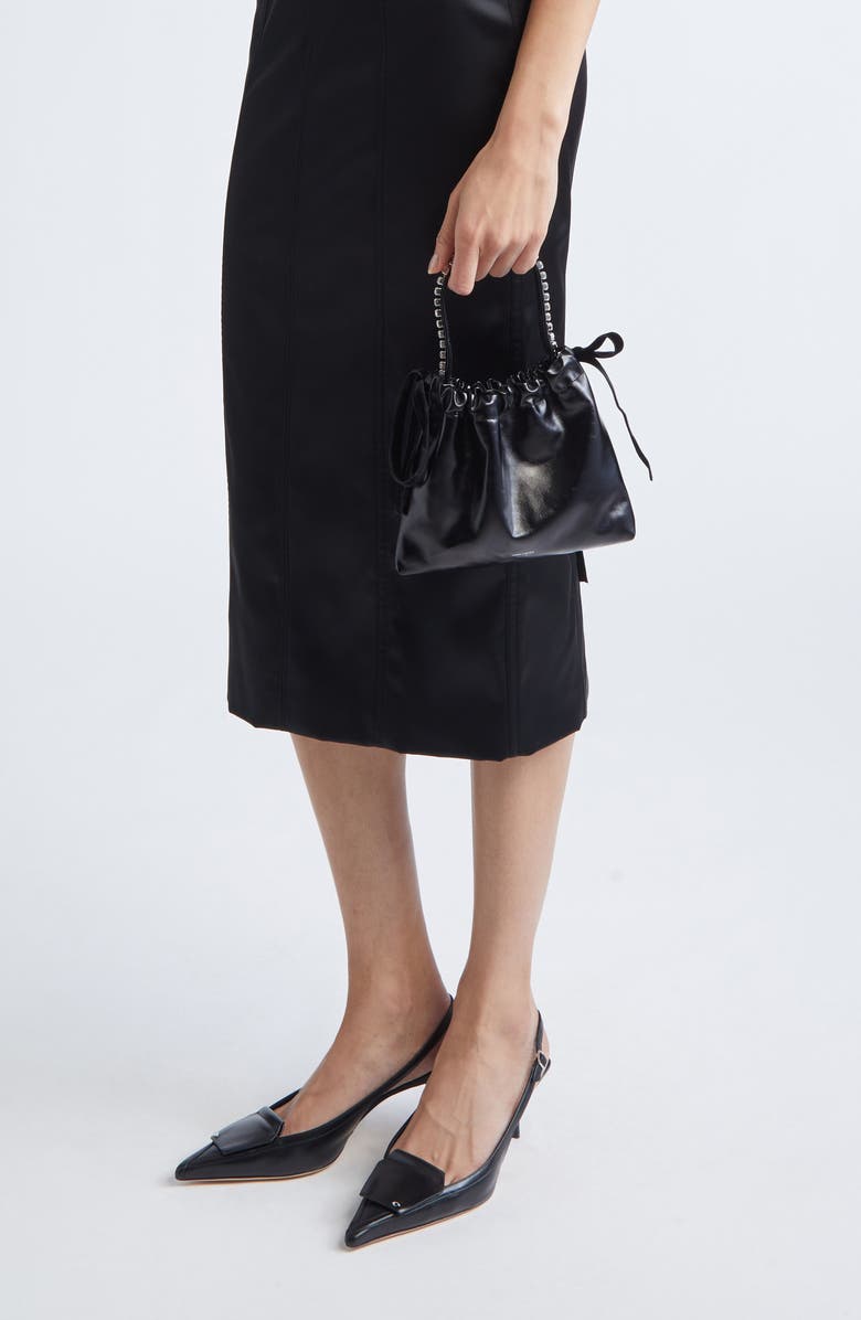 Jimmy Choo Mini Drawstring Top Handle Bag, Alternate, color, Black/ Black/ Silver