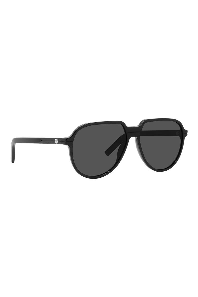 'DiorEssential AI 58mm Pilot Sunglasses, Alternate, color, SHINY BLACK / SMOKE