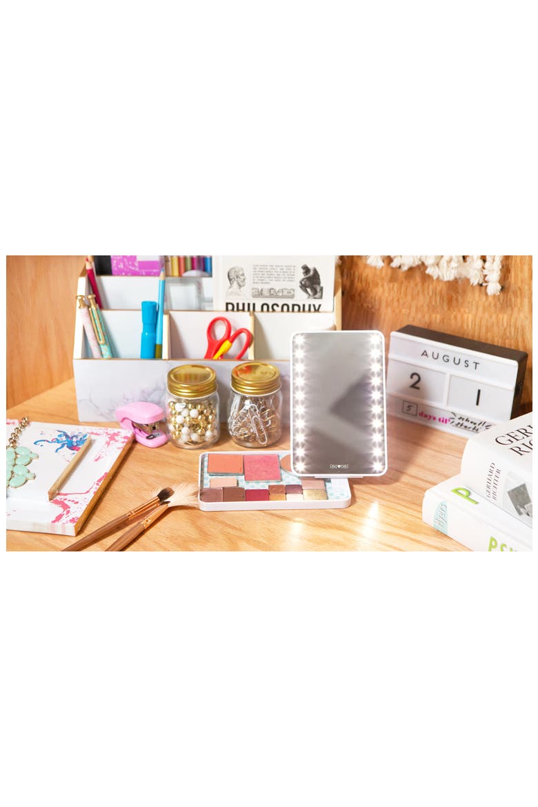 Colorful Lighted Mirrored Compact Case, Alternate, color, WHITE