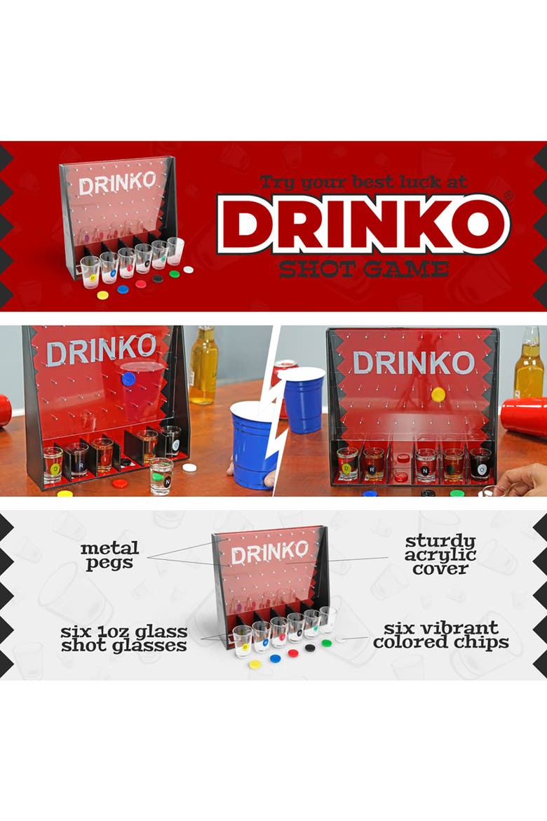 DRINKO, Shot Glass Drinking Party Game, Adult Game Night, Alternate, color, Multicolored