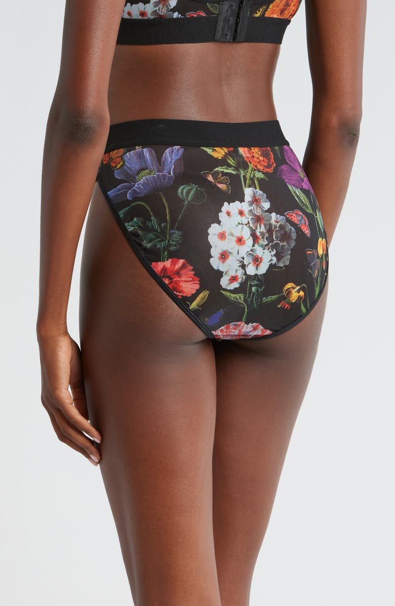 KILO BRAVA Floral High Cut Mesh Briefs, Alternate, color, Botanical Garden