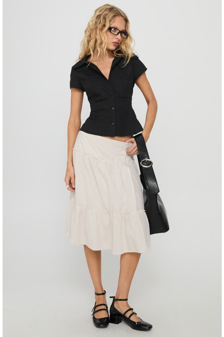 Cascades Stripe Tiered Cotton Skirt, Alternate, color, BEIGE / WHITE STRIPE