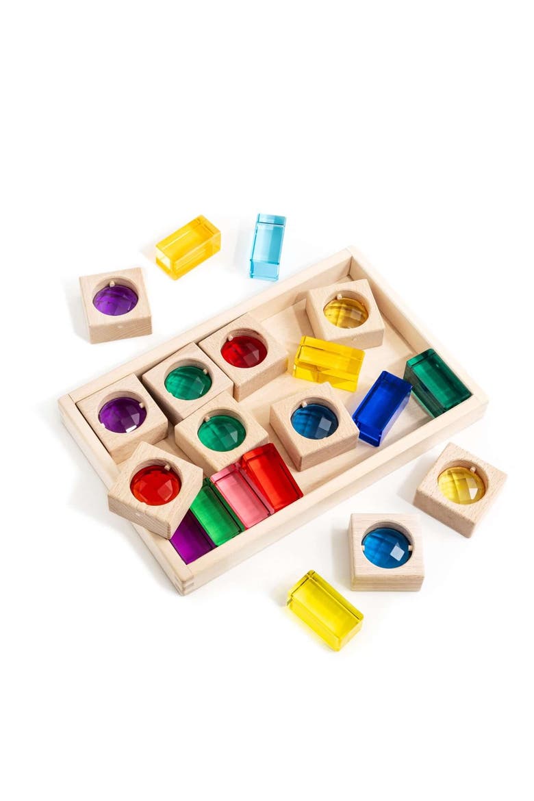 James Rainbow Wood & Acrylic Sensory Block Set - 20 Pieces, Alternate, color, Rainbow