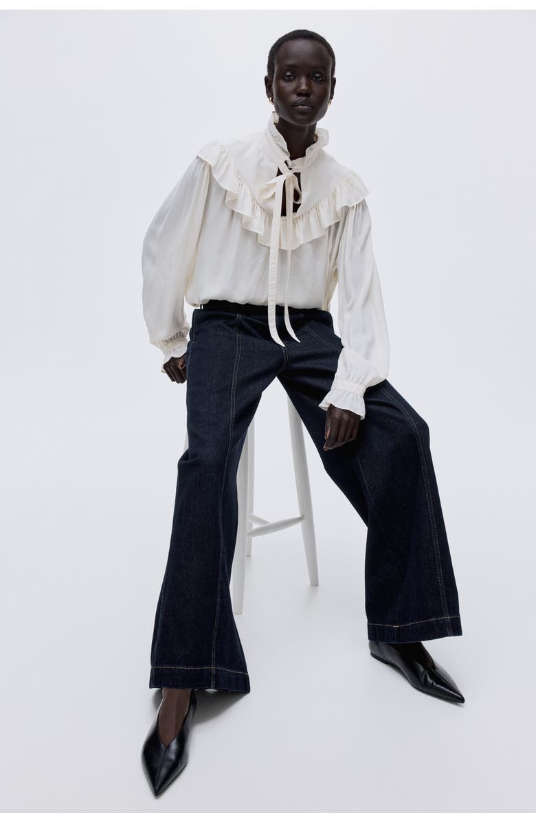 H&M Wide High Jeans, Alternate, color, Dark Denim Blue