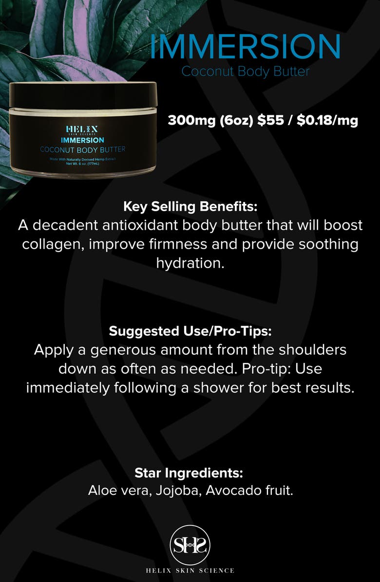 HELIX SKIN SCIENCE Immersion Coconut Body Butter with CBD, Alternate, color, 