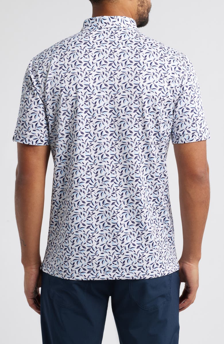 Mizzen+Main Halyard Trim Fit Print Polo, Alternate, color, White Foliage