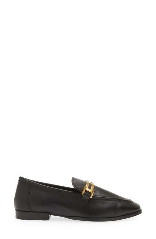 Reiss Womens Black Angela Hardware-embellished Leather Loafers