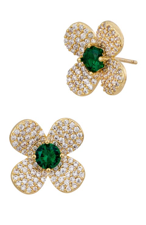 Cubic Zirconia Flower Stud Earrings