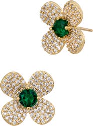 SAVVY CIE JEWELS Cubic Zirconia Flower Stud Earrings