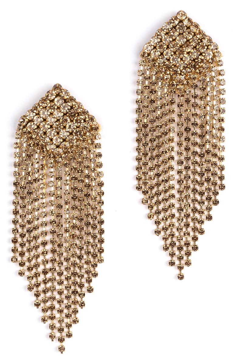 Deepa Gurnani Niomi Crystal Fringe Drop Earrings, Main, color, Gold