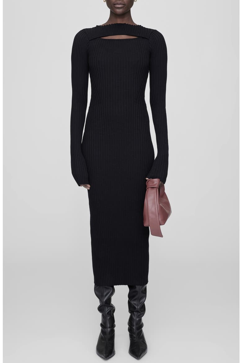 Lora Cutout Midi Dress, Main, color, BLACK
