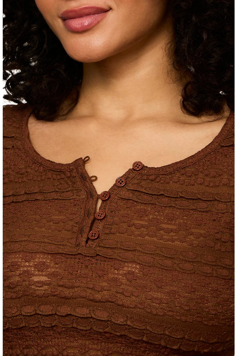 Lovely Lace Henley, Alternate, color, BURNT COCOA BROWN