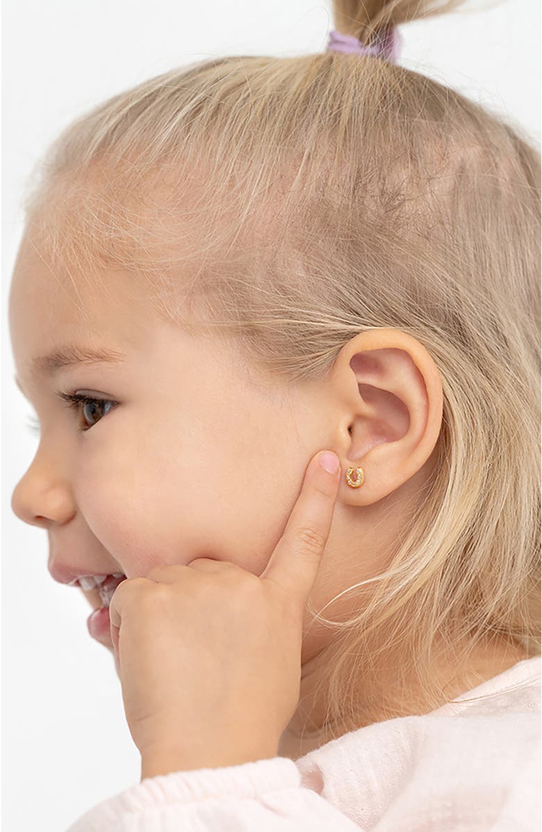 In Season Jewelry 14k Horseshoe Earrings, Alternate, color, Gold