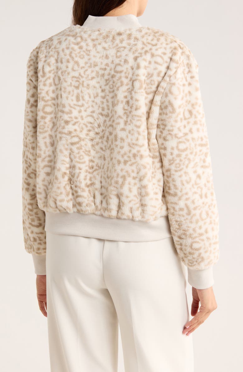 Sanctuary Luxe Faux Fur Zip Bomber Jacket, Alternate, color, Snow Leopard