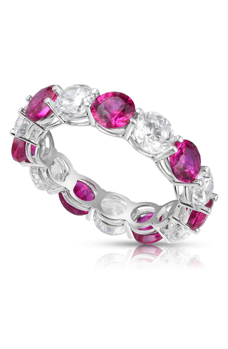 GLAZE JEWELRY Sterling Silver Round CZ Eternity Ring, Main, color, 