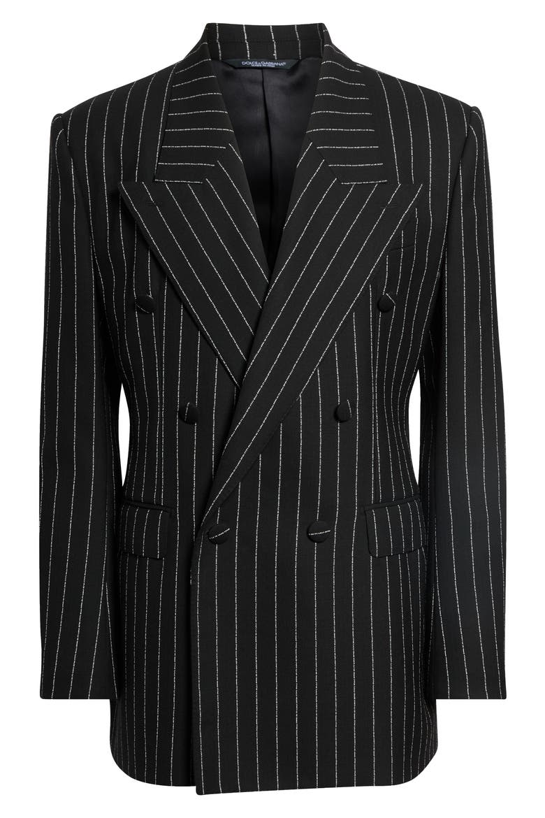 Double Breasted Pinstripe Virgin Wool Jacket, Main, color, RIGATO