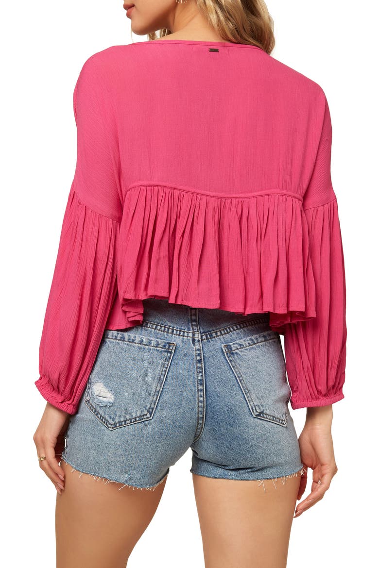 Rosie Tie Neck Top, Alternate, color, HOT PINK