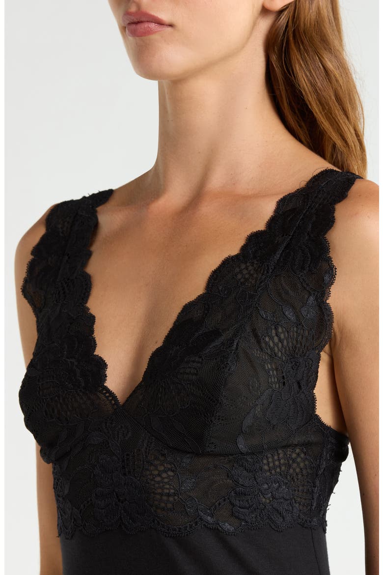 Delight Lace Bodice Chemise, Alternate, color, BLACK