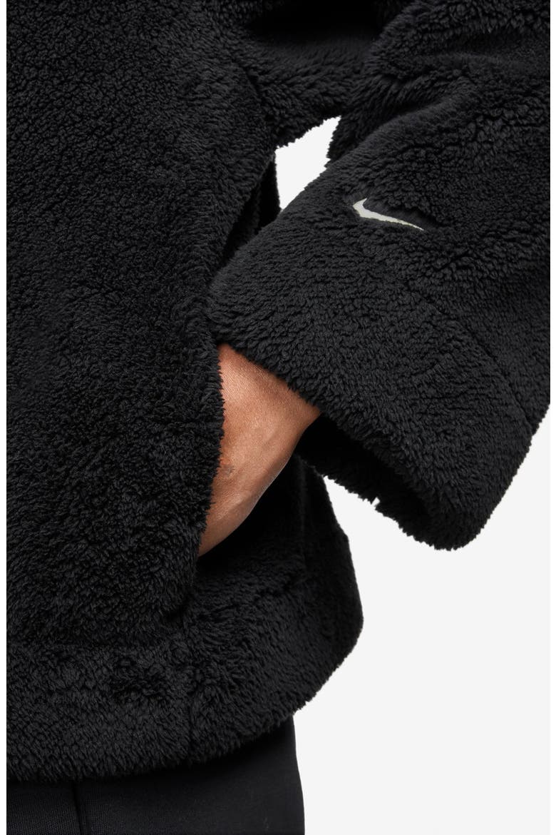 Essential Faux Shearling Zip-Up Jacket, Alternate, color, BLACK/ SAIL