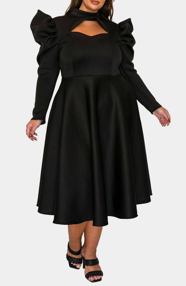 L I V D Isabella Neoprene Midi Dress, Alternate, color, Black