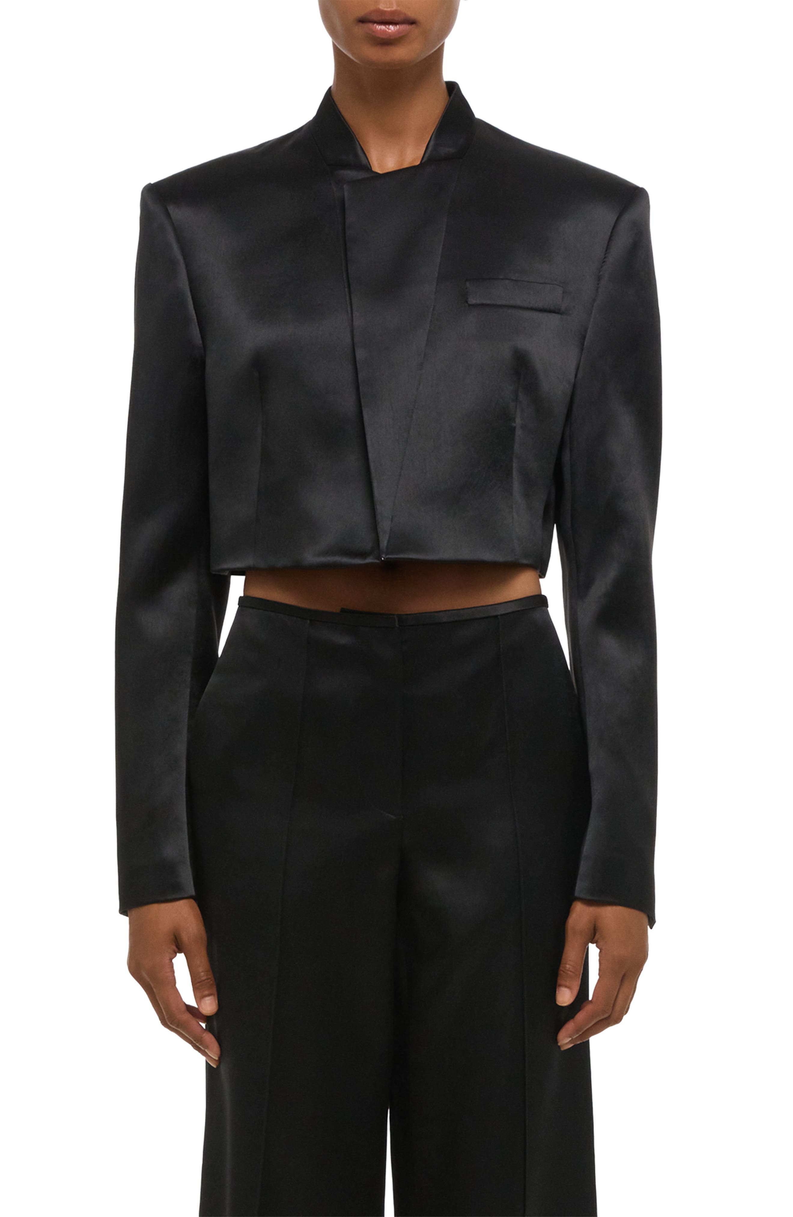 Crop Satin Blazer